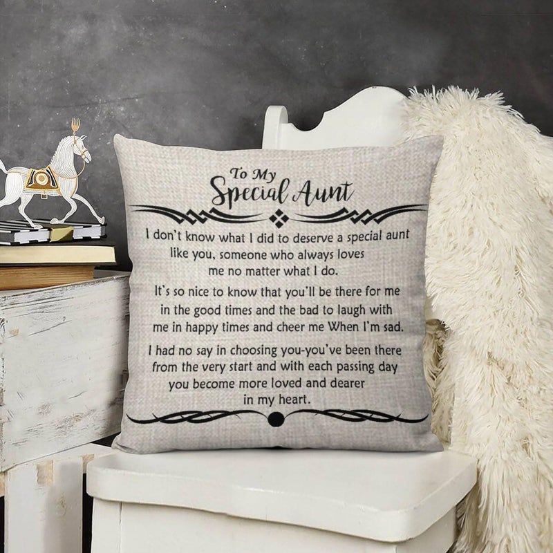 ITFRO Special Aunt Gift from Niece Nephew Mother's Day Birthday Blessed Cotton Linen Throw Pillow Case Cushion Cover Couch Sofa Home Decorative Sofa Couch Square 18x18 Inches (Ivory) - Image 2